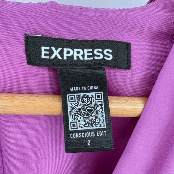 Express V-neck Puff Sleeve Pleated Romper Light Purple, Sz 2, New Year's Party - Picture 8 of 9